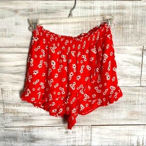 American Eagle Red Floral Skort